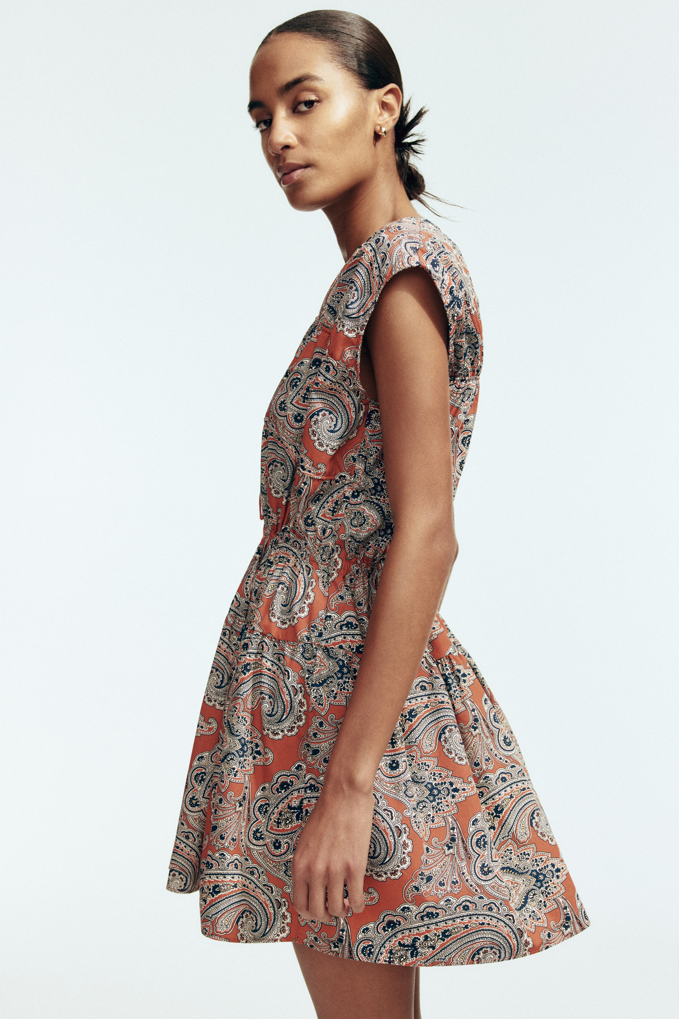 Drawstring-detail poplin dress