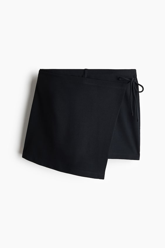 Женская юбка-шорты H&M Wrap Mini Skort, цвет: Чёрный