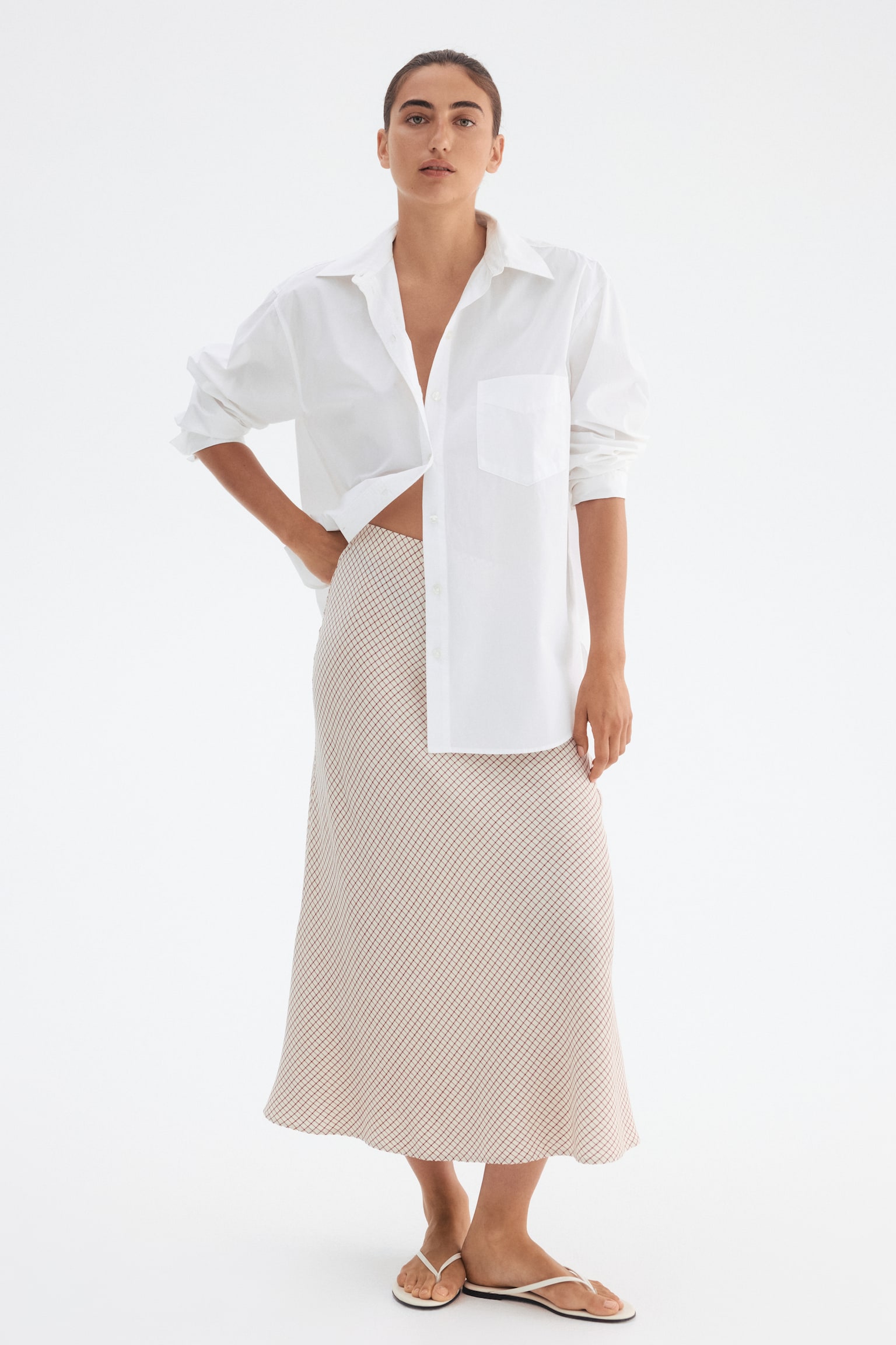 Lange rok - Beige/geruit - 2