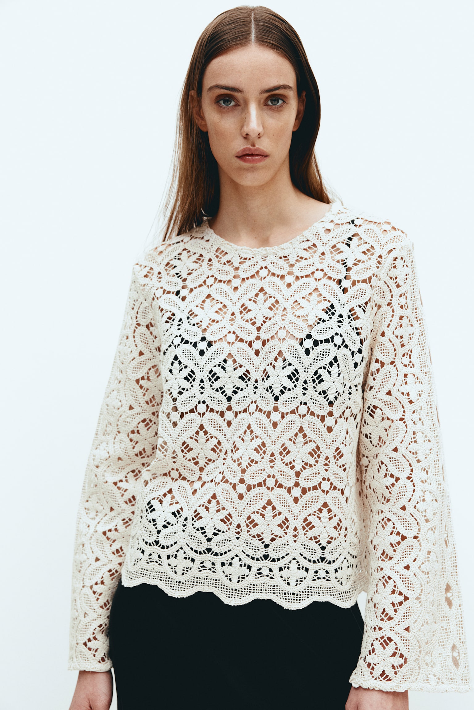 Lace Blouse - Cream/Black - 1