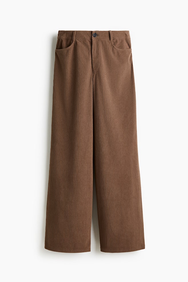 Ribbed velour trousers - Brown - 1