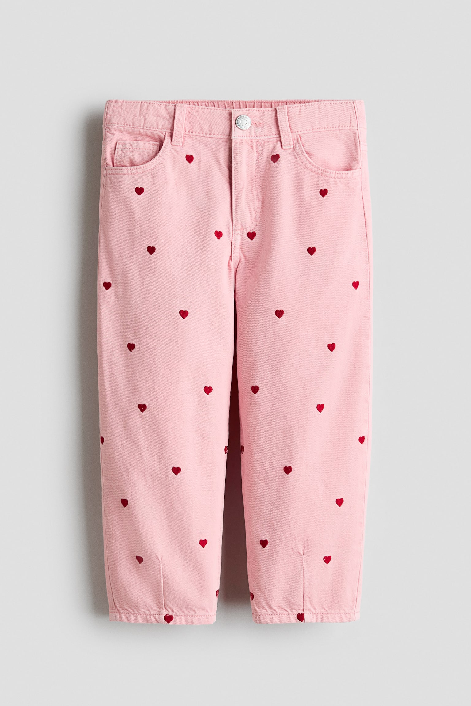Loose-Fit Barrel-Leg Jeans - Light pink/hearts/Denim gray/bows/Denim blue/cherries - 1