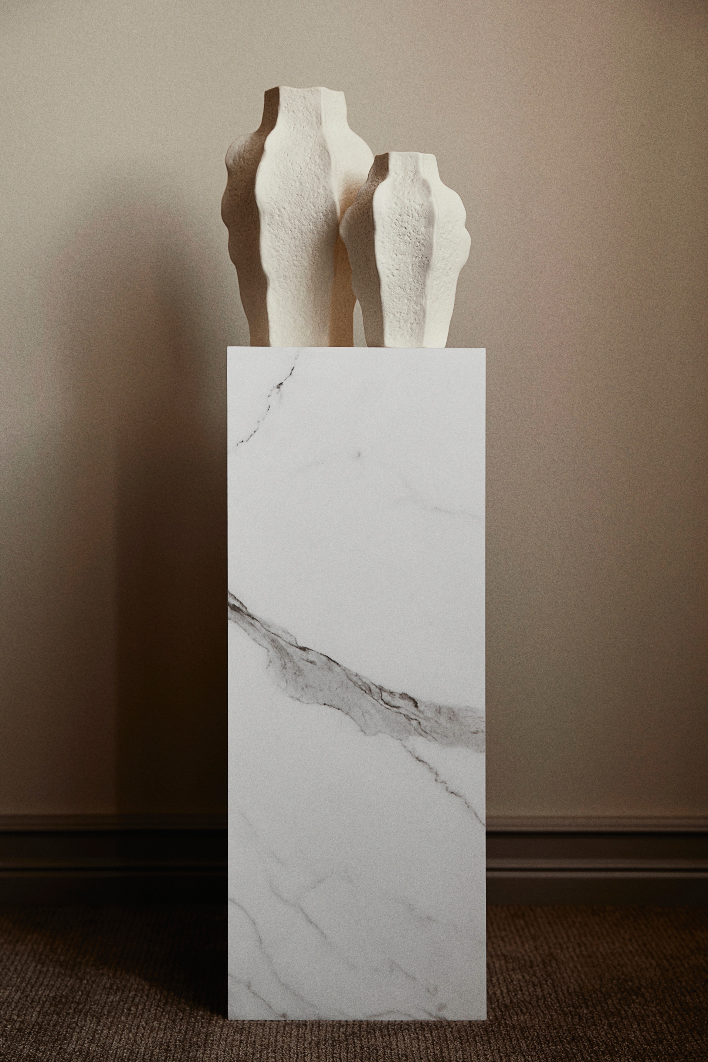 Fyrkantig piedestal - Vit/Grå