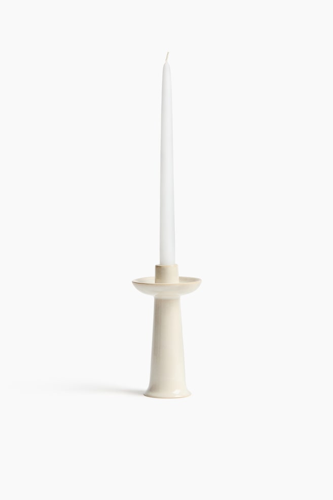 Tall stoneware candlestick - Cream - 1