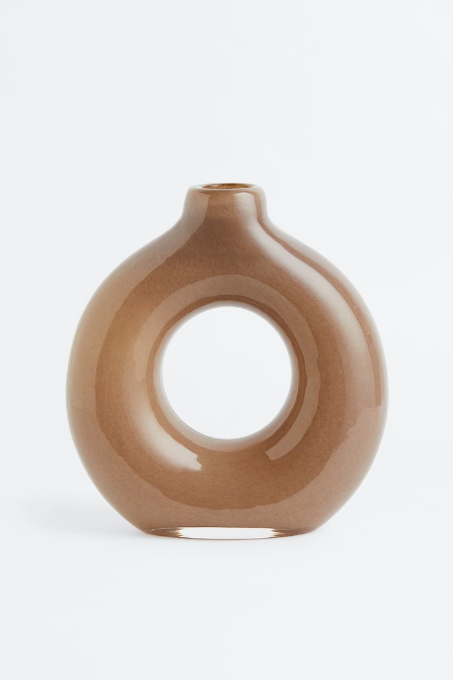 Glass vase - Dark beige/Clear glass - 1