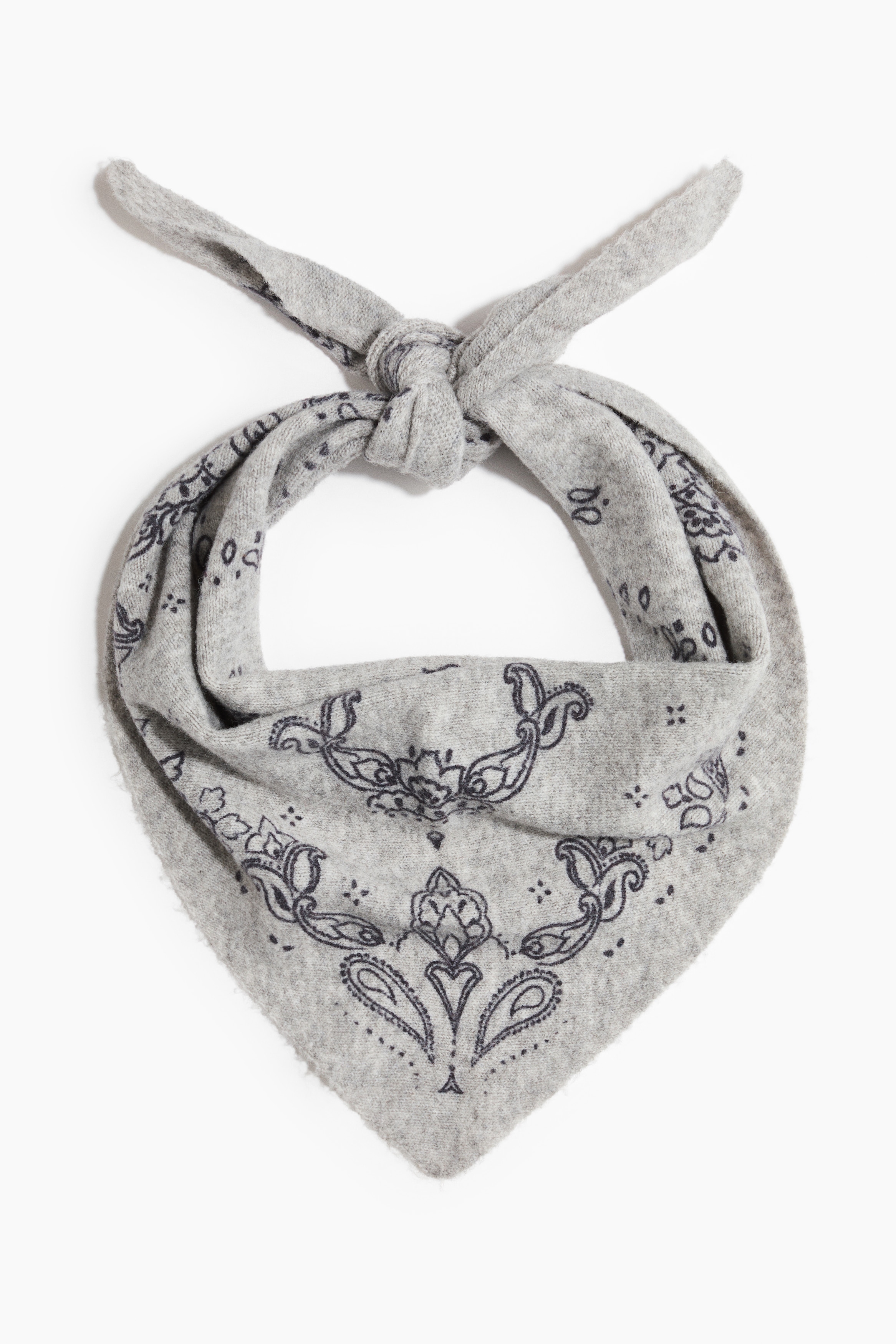 Jacquard-knit triangle scarf - Grey marl/Paisley pattern/Cream/Paisley pattern