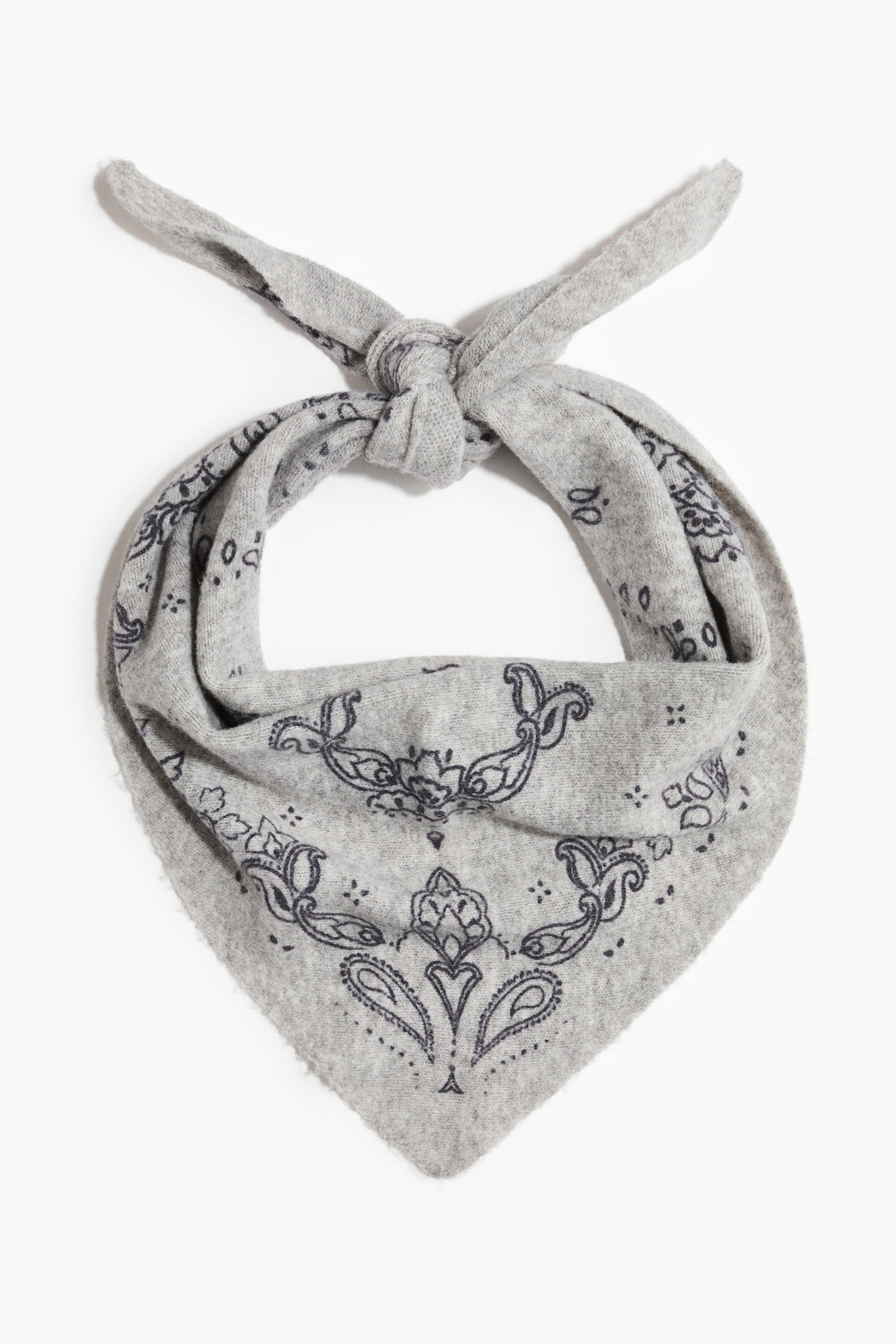 Jacquard-knit triangle scarf - Grey marl/Paisley pattern/Cream/Paisley pattern/Dark beige/Paisley pattern - 1