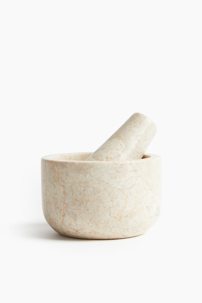 Marble mortar and pestle - Beige - 1