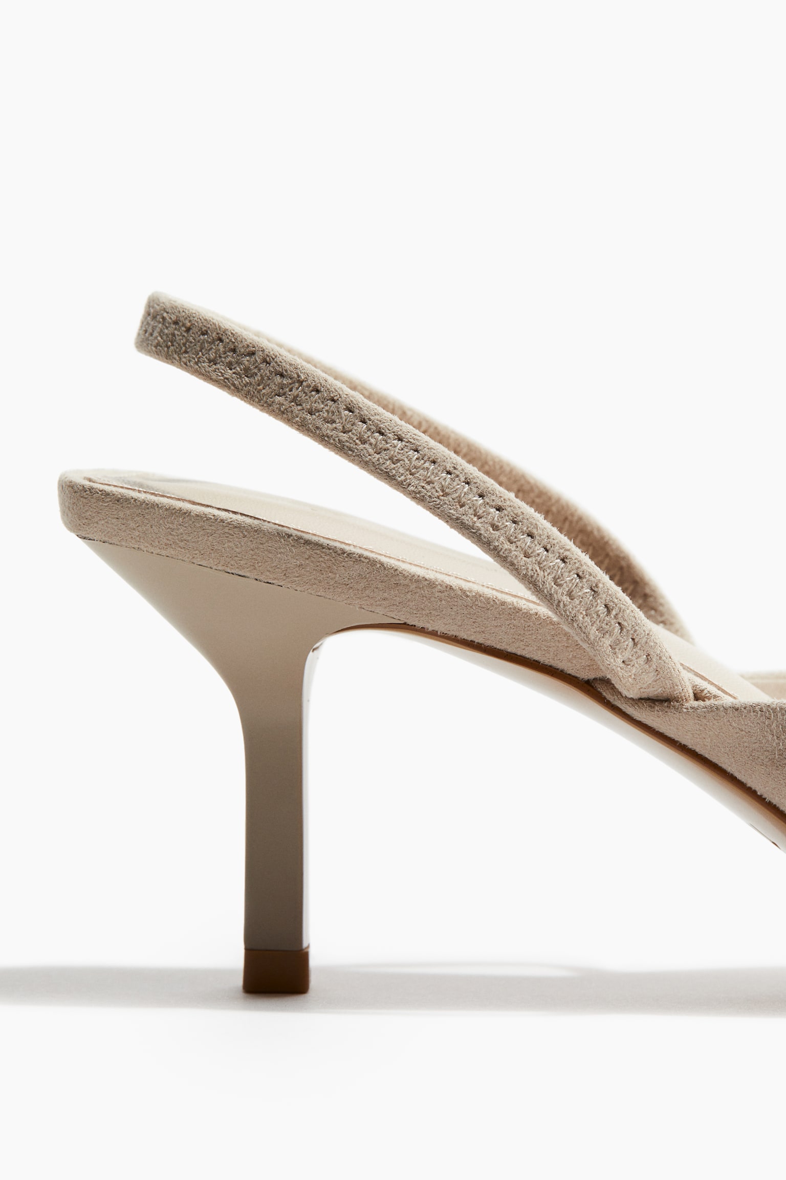 Pointed Slingback High Heels - Light beige/Black - 4