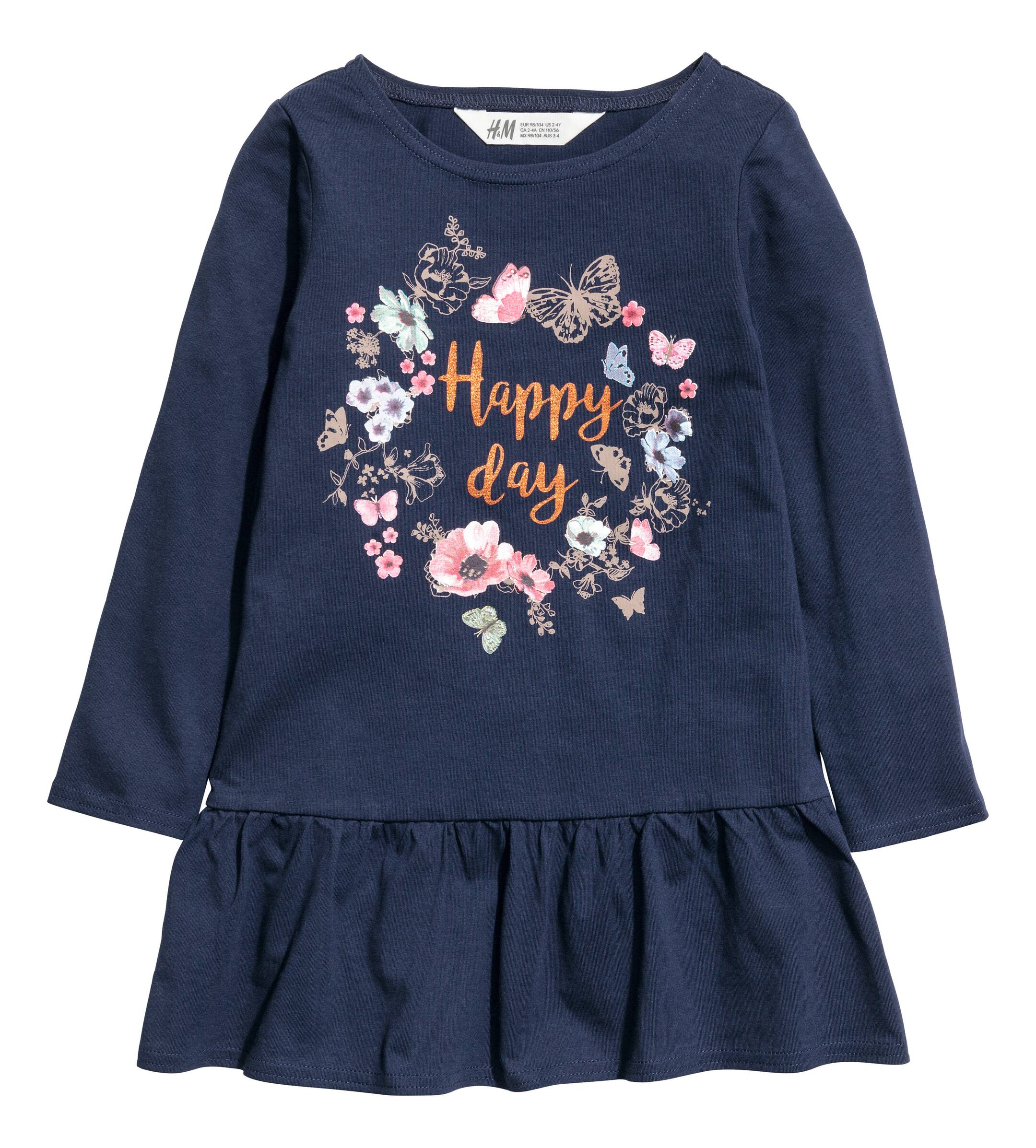 View larger image: Dress and leggings - Dark blue/Butterflies - Kids | H&M GB 1