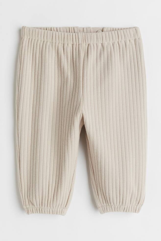 Ribbed cotton joggers - Light greige/Beige