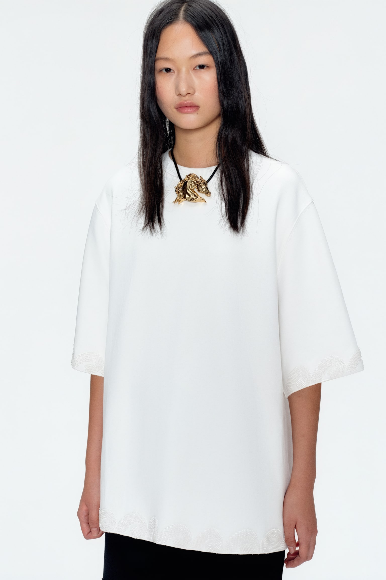 Oversized Tee - White/Black - 3