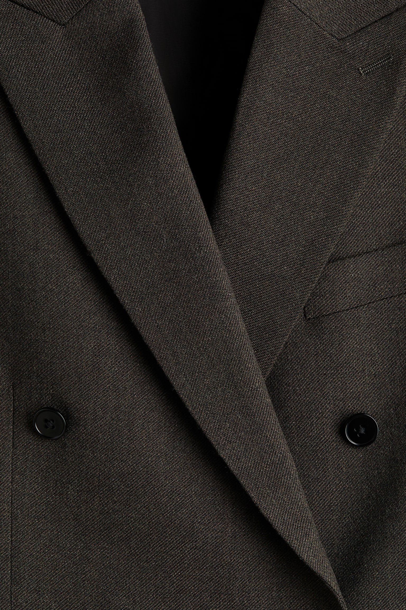Regular Fit Wool-blend double-breasted jacket - Dark khaki green/Navy blue/Checked - 4