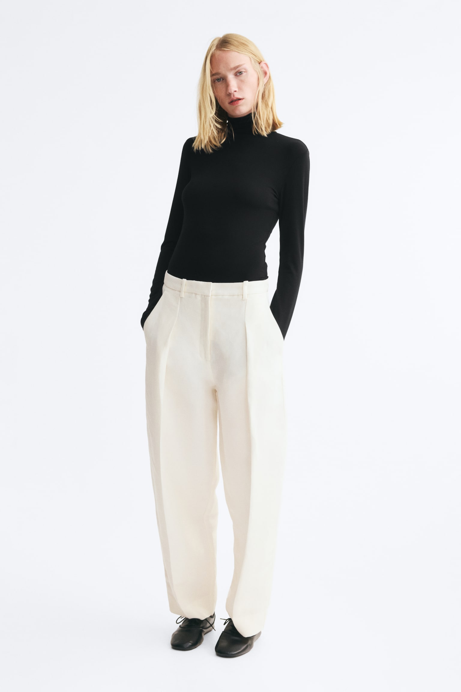 Женский топ H&M Long-Sleeved Mock Turtleneck Top, цвет: Чёрный — фото 3