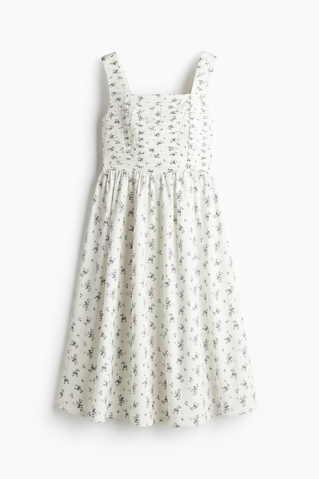 Ausgestelltes Kleid mit Biesen - Cremefarben/Geblümt - 1