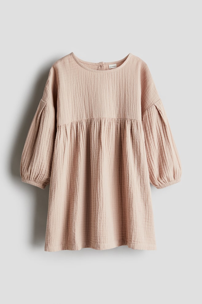 Vestido en muselina de algodón - Beige/Verde claro - 1