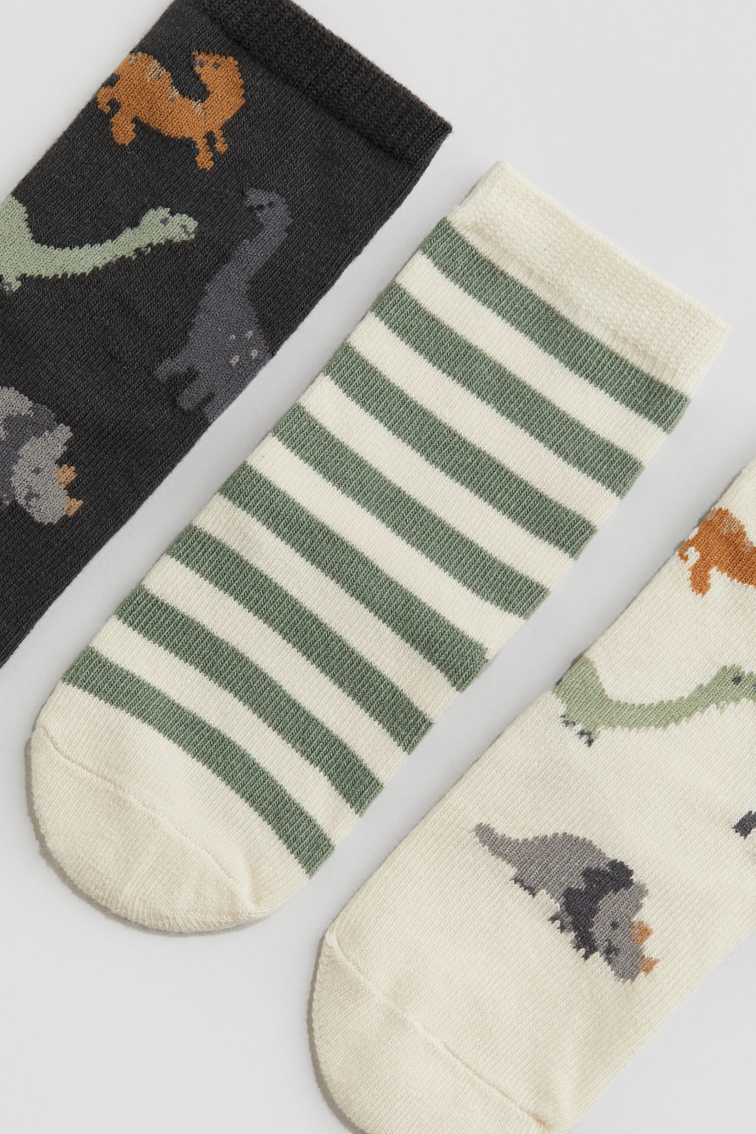 7-pack socks - Dark grey/Dinosaurs/White/Striped - 3