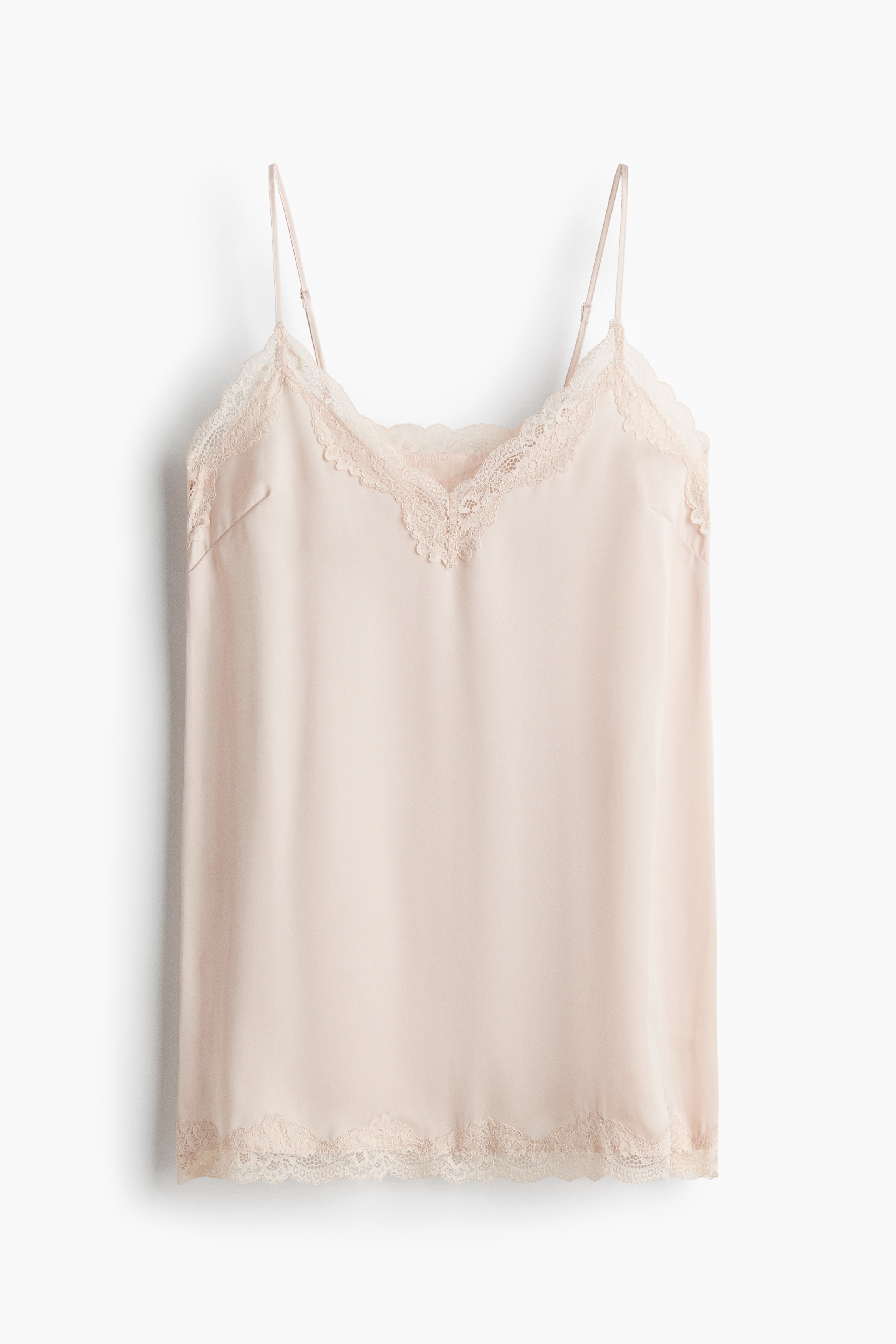 Natkjole i satin med blondebånd - Lys beige/Mørkeblå/Lyseblå/Mørkebrun/Leopardmønster/Sort