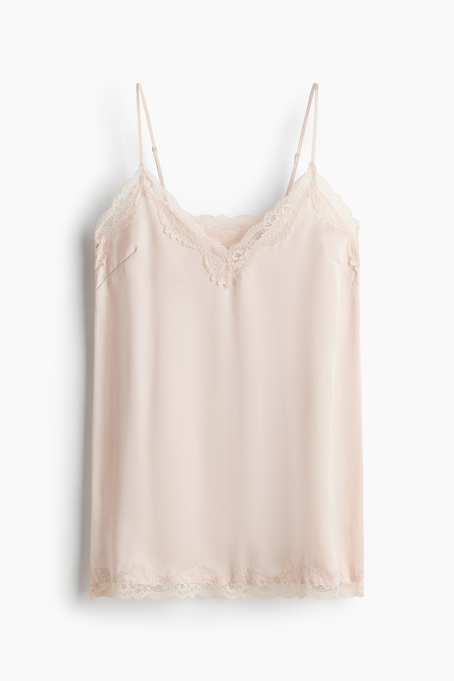 Natkjole i satin med blondebånd - Lys beige/Sort/Mørkebrun/Leopardmønster/Mørkeblå - 1