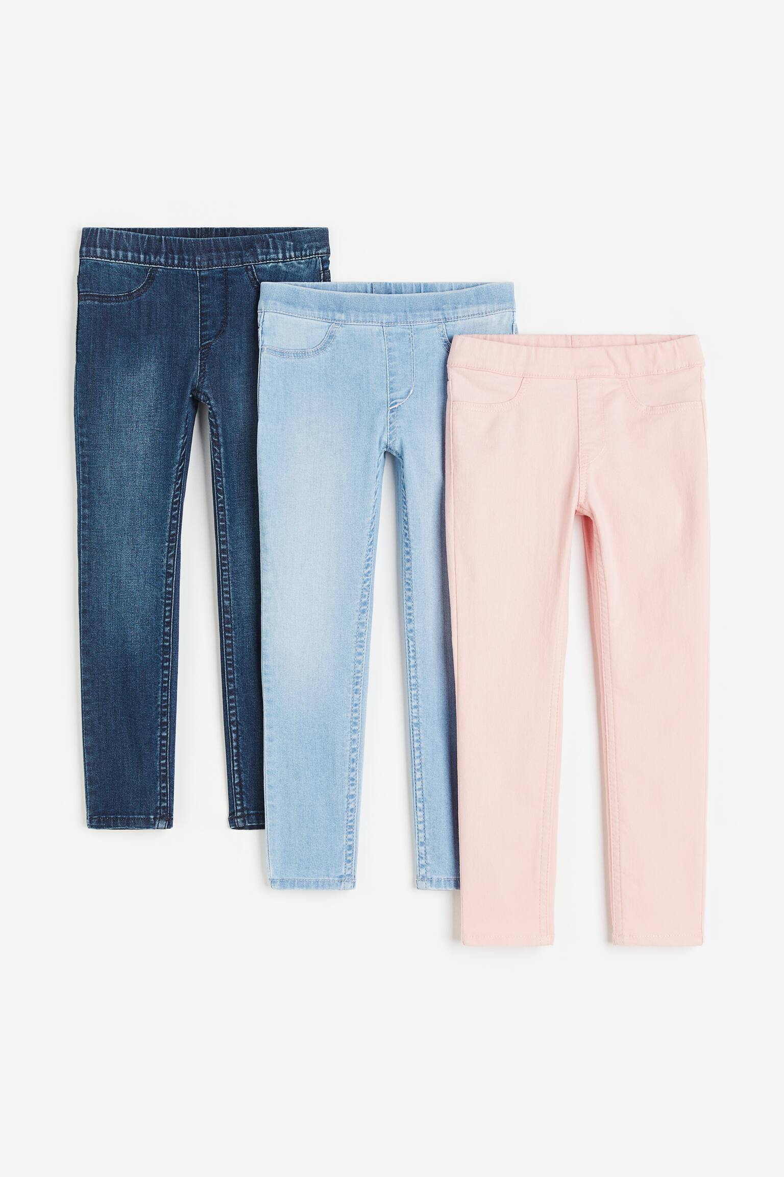 3-pack Denim Jeggings - Light pink/Light denim blue/Denim blue/Light pink/Denim blue/Black/Denim blue/Dark denim blue/Dark denim/Light denim/Denim blue/Light pink/Pink/Grey/Black/Light denim blue/Dark grey/Light pink/Khaki green/Purple/Light blue/Light pink/Denim blue - 1