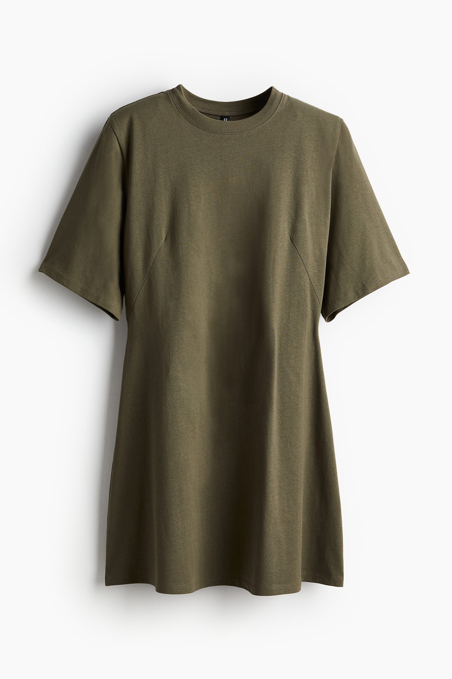 Shoulder-pad T-shirt dress - Dark khaki green/Beige/Leopard print/Black - 2