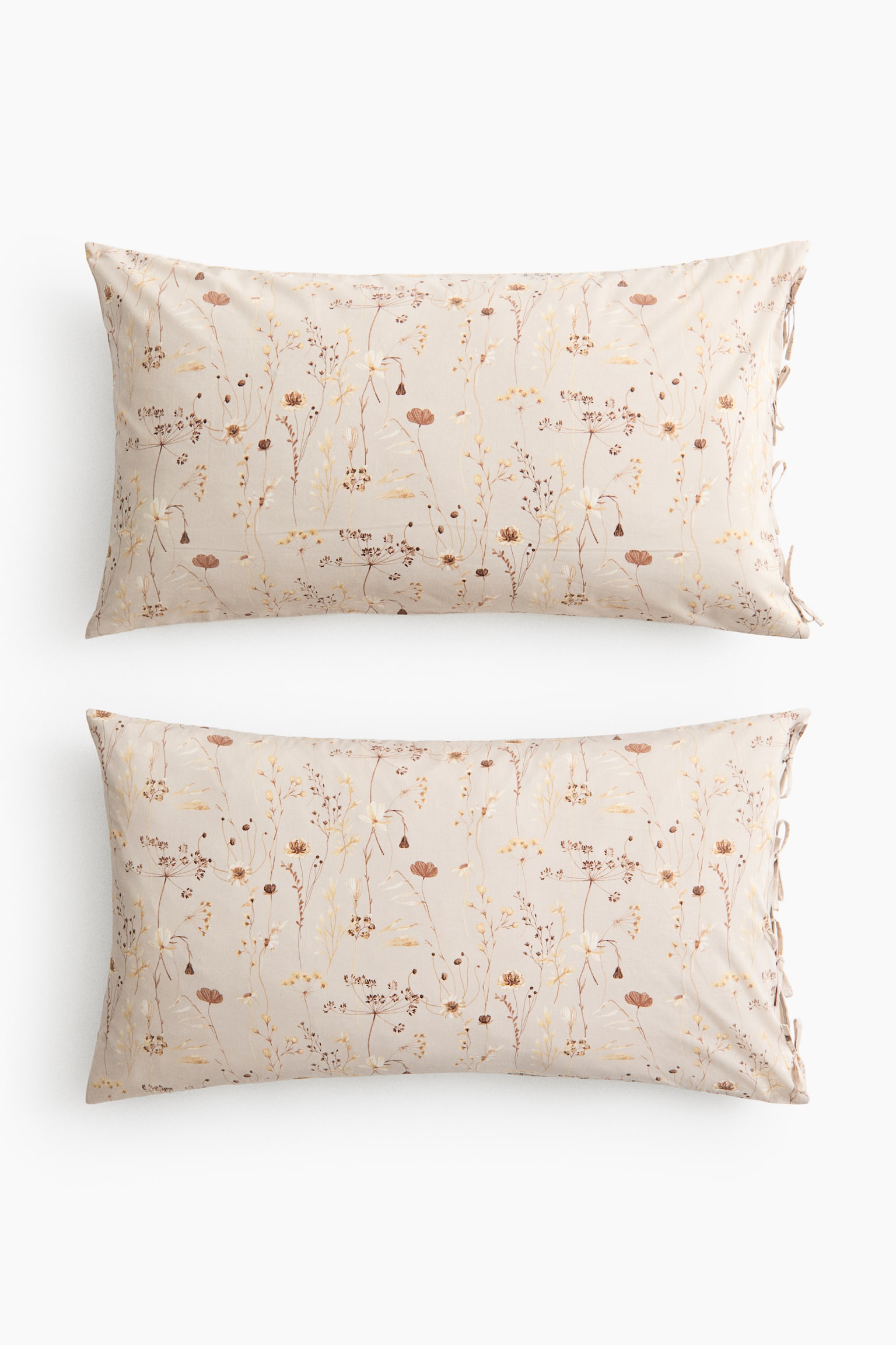 Lot de 2 taies d'oreiller fleuries - Beige clair/fleuri/Bleu ancien/fleuri/Rose poudre/fleuri - 1