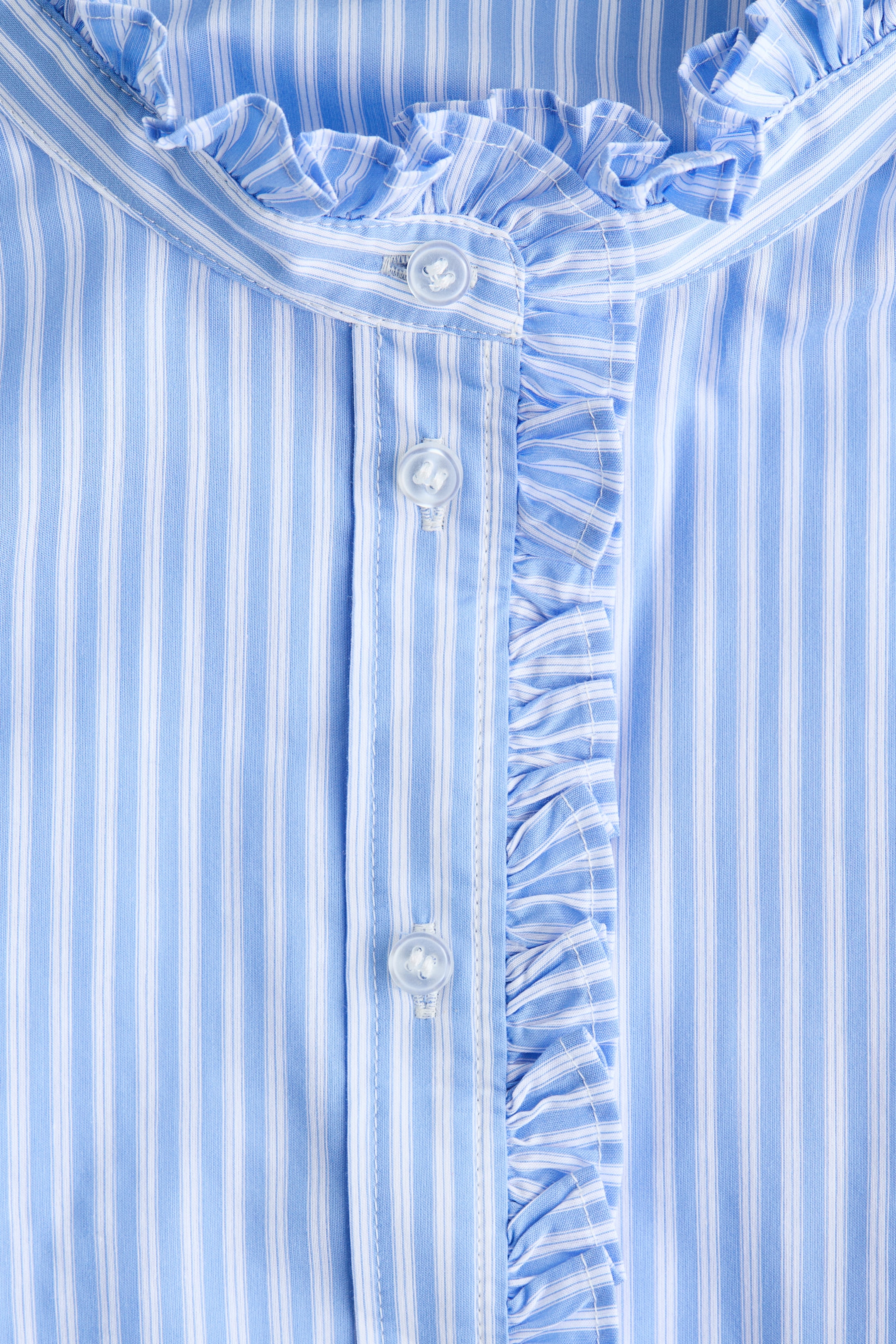Voir une image plus grande: Frill-trimmed poplin blouse - Bleu/rayé - FEMME | H&M CA 2