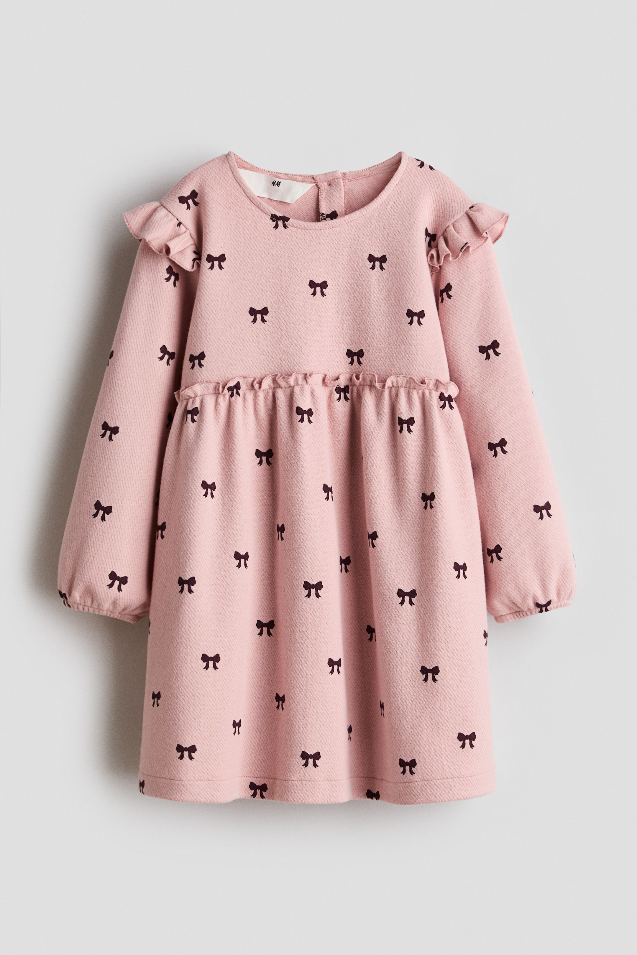 View larger image: Frill-trimmed cotton dress - Pink/Bows - Kids | H&M GB 1