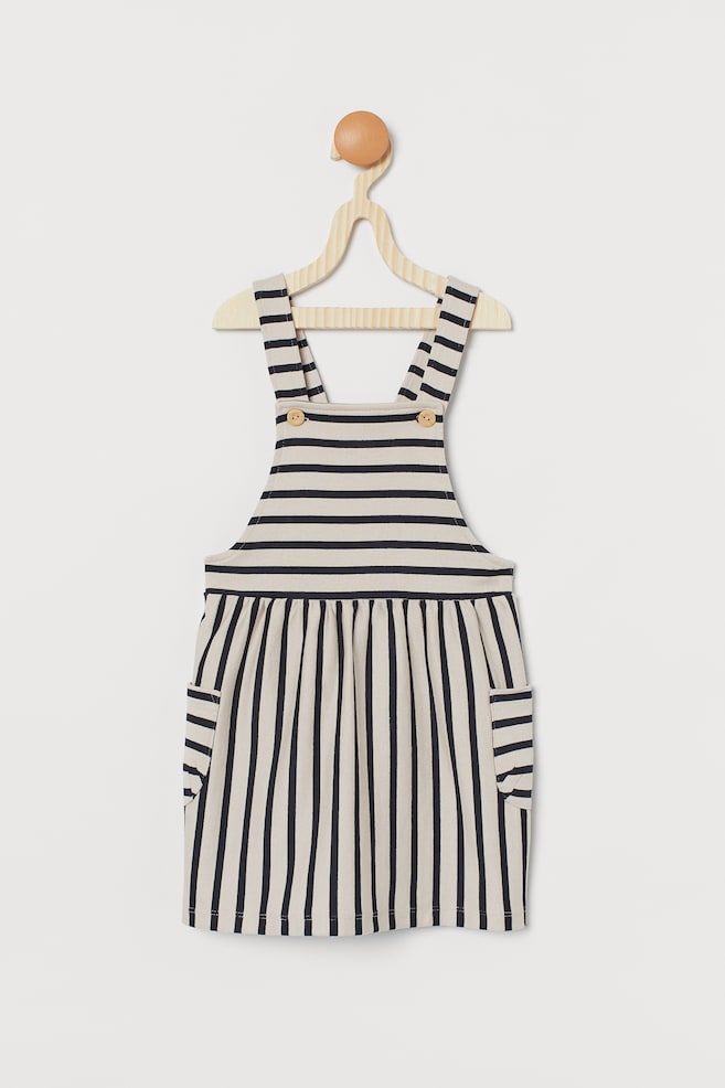 Cotton dungaree dress - Natural white/Striped - 1