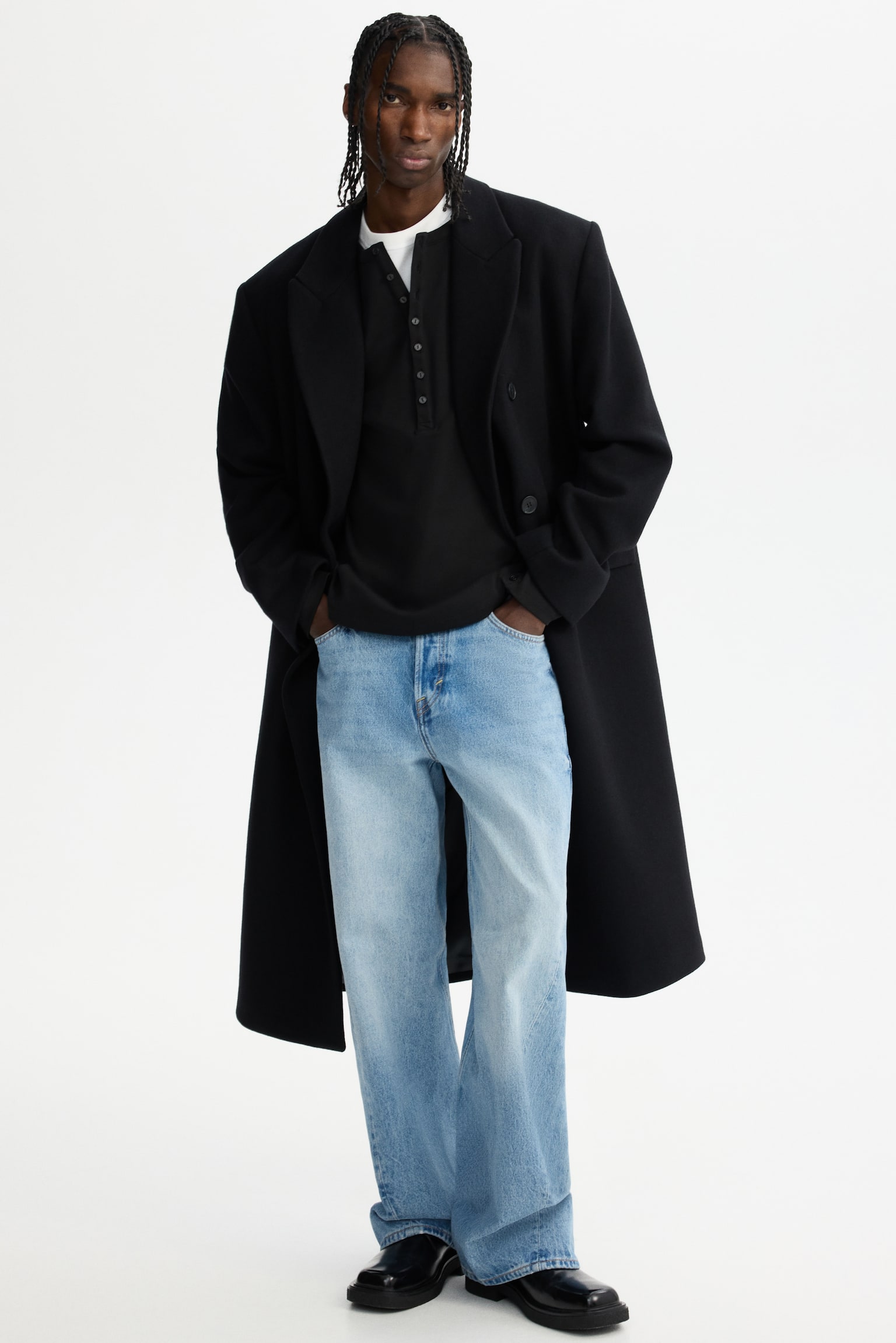 Wool-blend coat - Black - 4