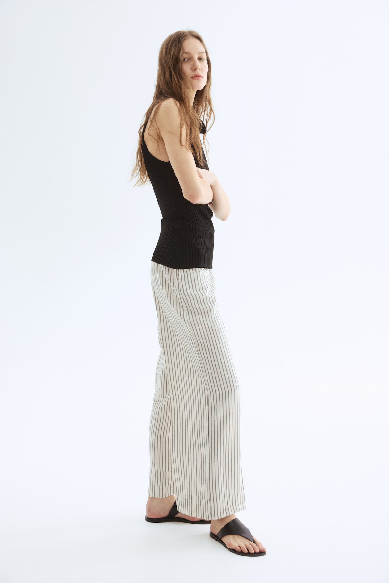 Wide Trousers Pants Womens H&m H&M Wide Belt-Detail Trousers