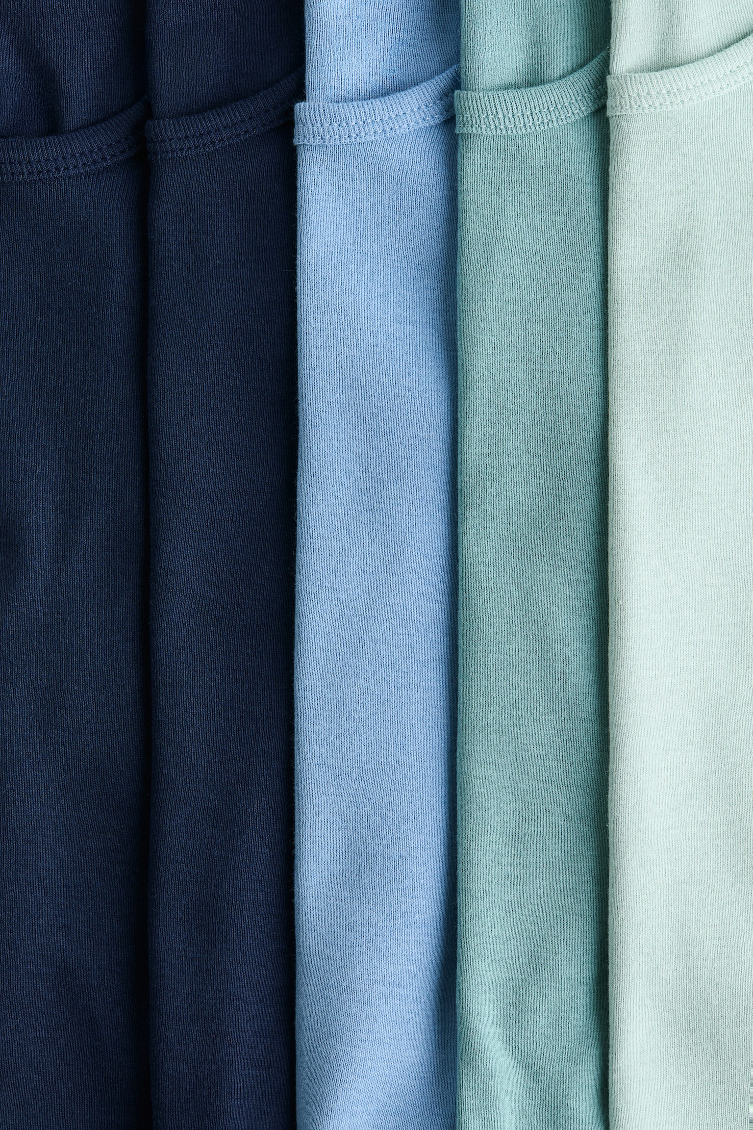 5 db-os pamuttrikó szett - Mentazöld/kék/Fehér/Világoskék/fehér/Kék/fehér/Világoszöld/szürke melír/Kék/fekete/fehér - 2