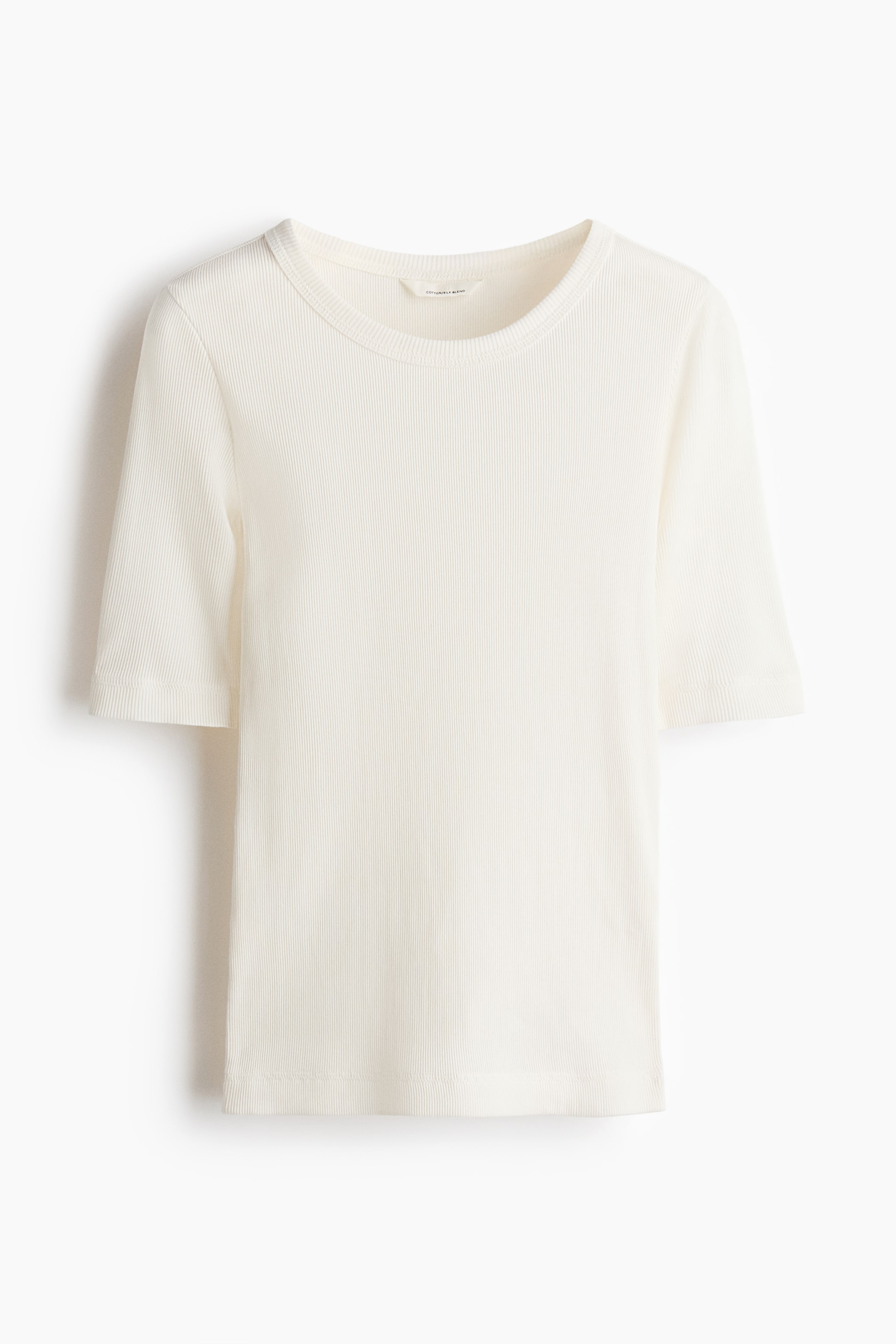 View larger image: Ribbed silk-blend top - White - Ladies | H&M 1