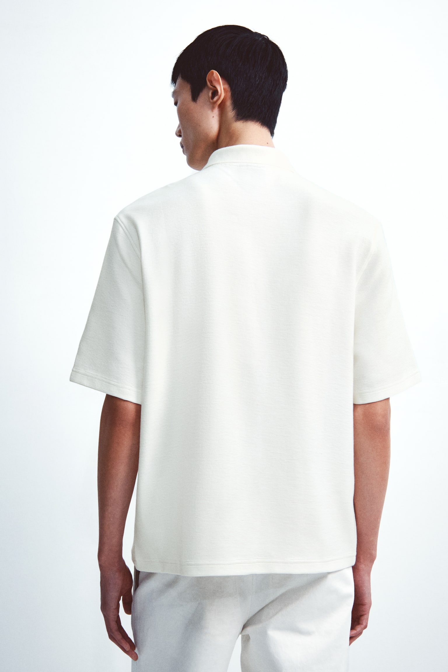 Loose-Fit Polo Shirt - Cream/Light khaki green/Black - 4