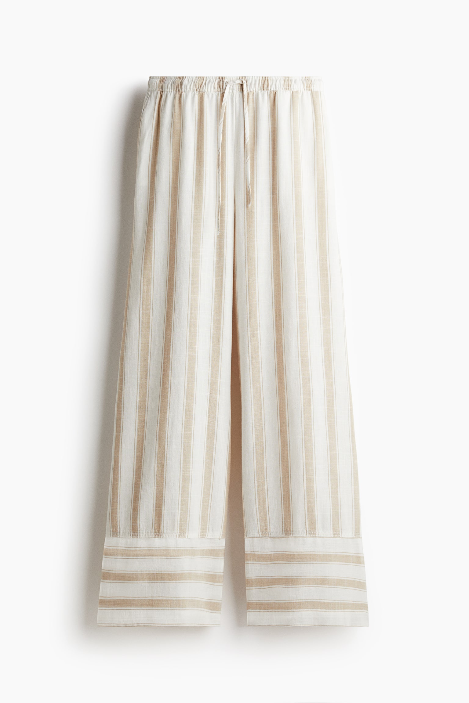 Женские брюки H&M Linen-Blend Drawstring, цвет: Белый / Полосатый — фото 1