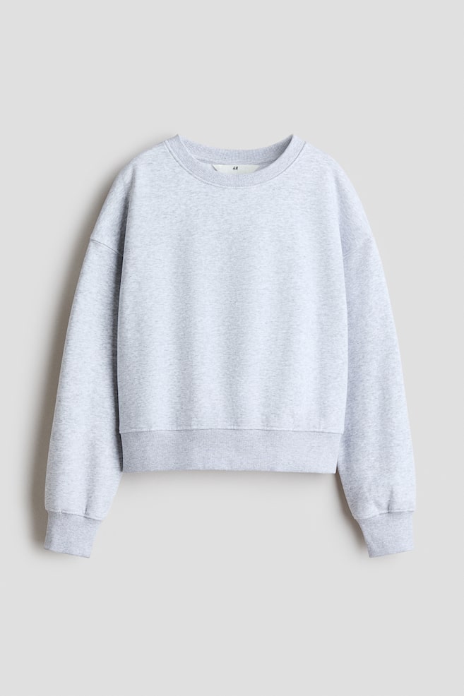 Brushed-Inside Sweatshirt - Light gray melange/Dusty pink/Light beige melange - 1