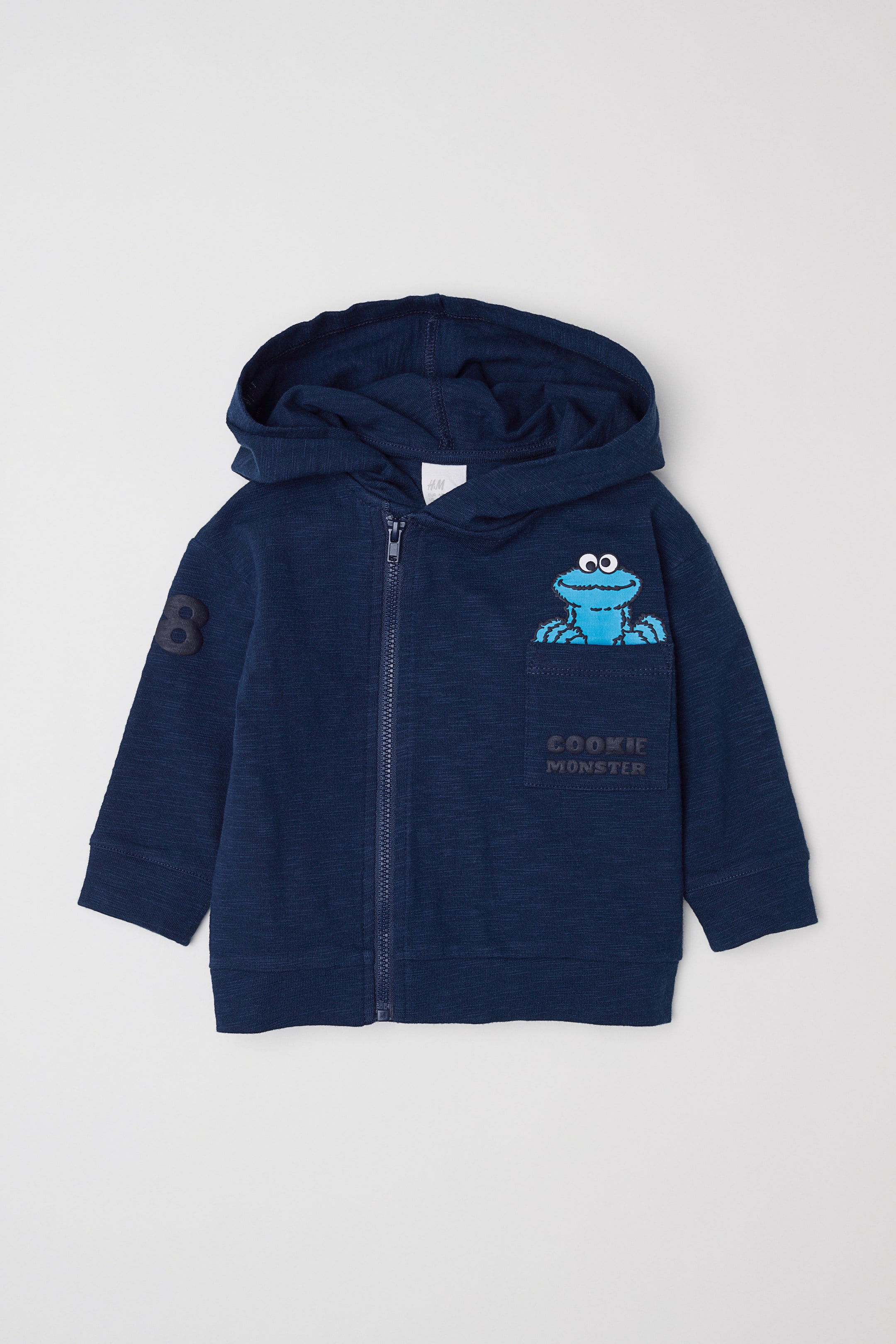 View larger image: Slub jersey hooded jacket - Dark blue/Sesame Street - Kids | H&M 1