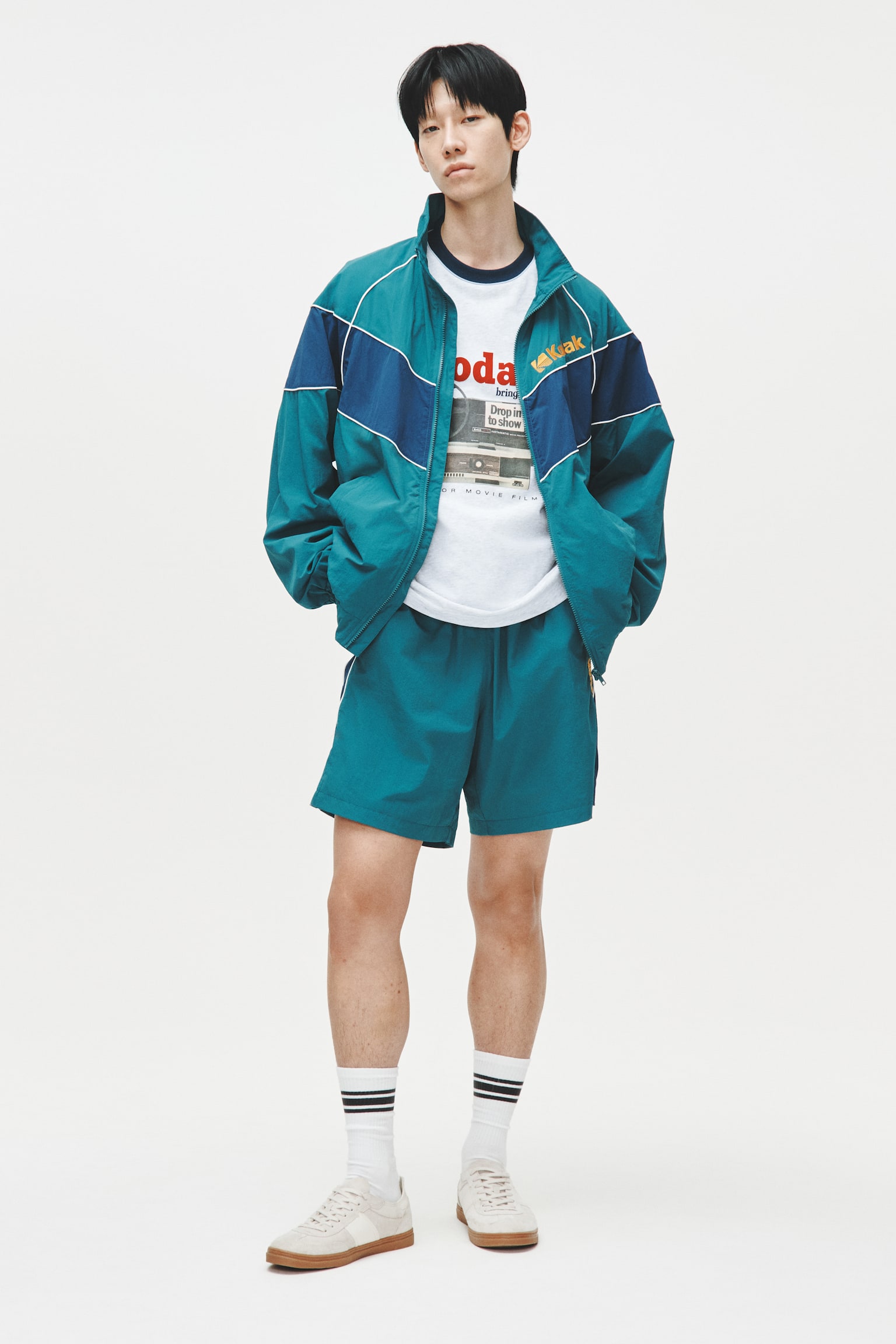 ルーズフィット プリントTシャツ-ライトグレーメランジ／Kodak - 5