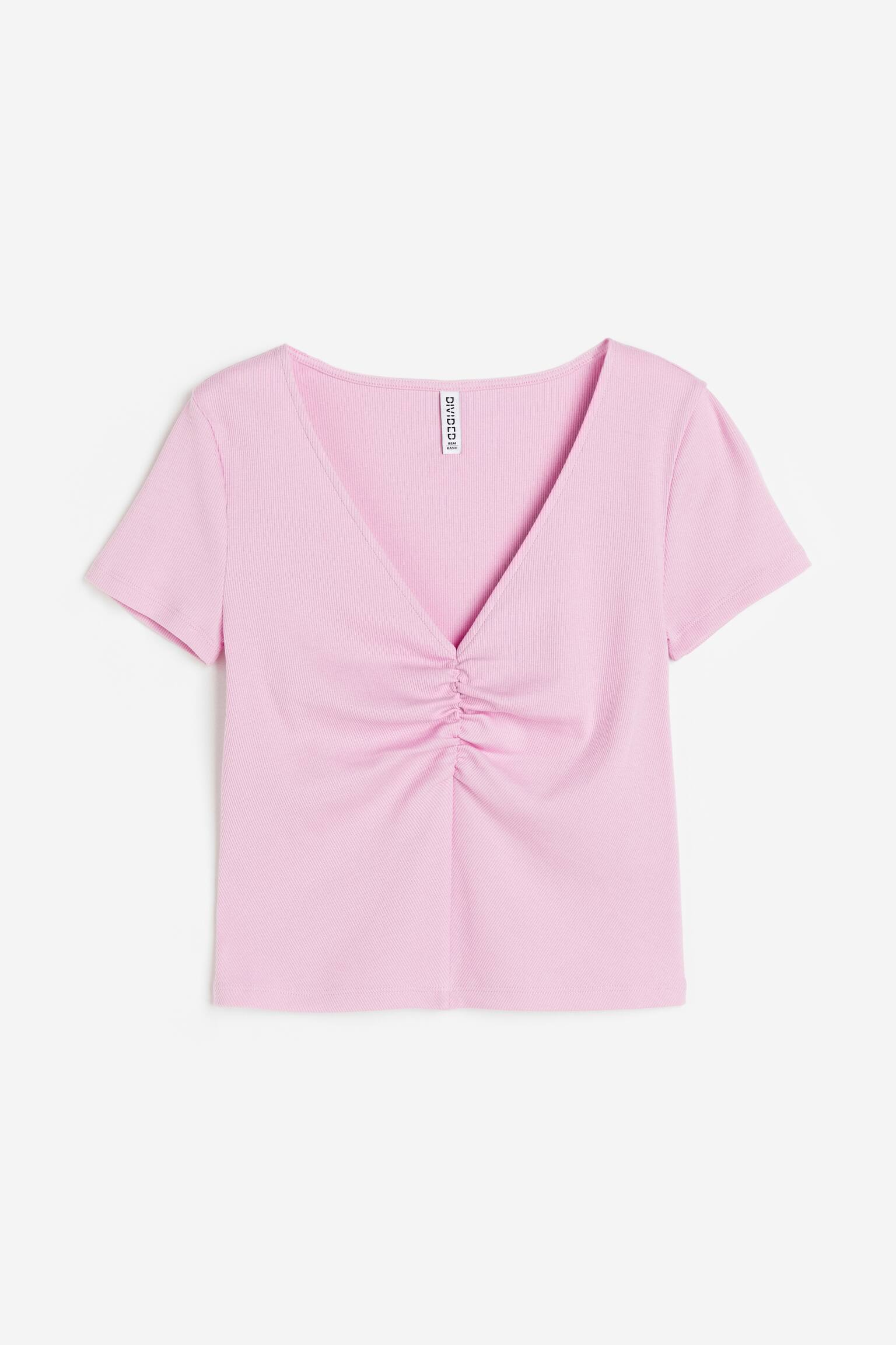 Rib Top - Light pink/Dark green