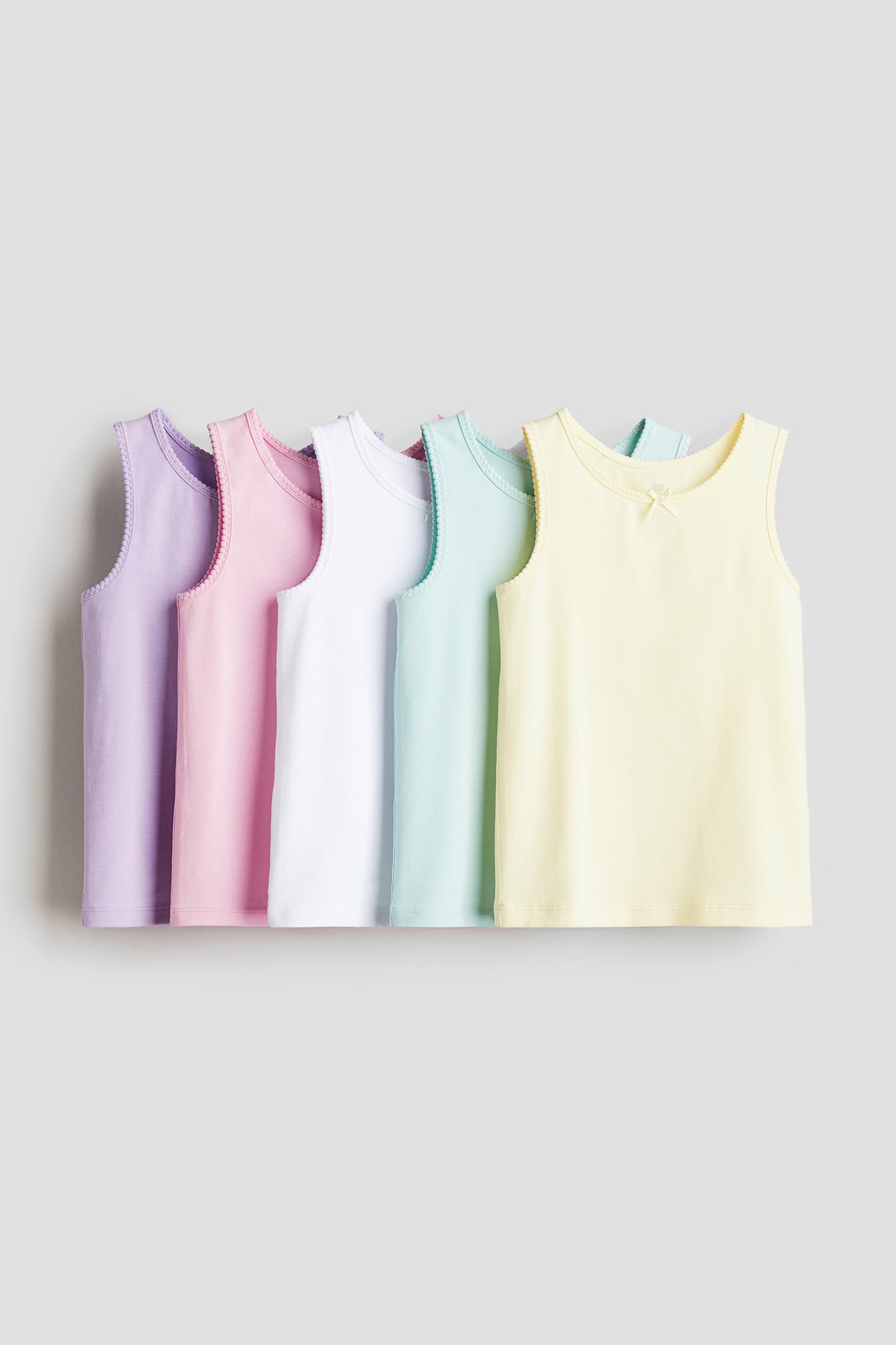 5-pack scallop-edge vest tops - Light yellow/Light purple - 1