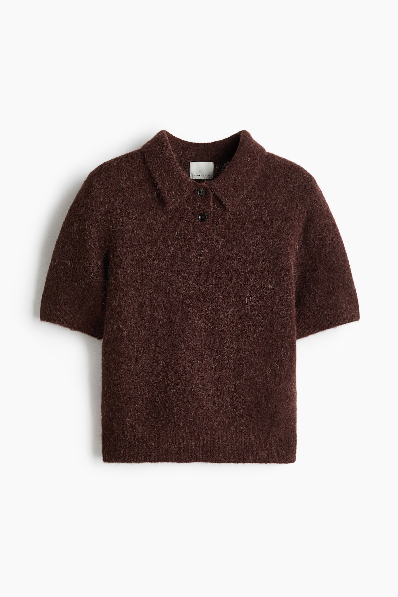Женское поло H&M Alpaca-Blend Polo, цвет: Тёмный коричневый — фото 1