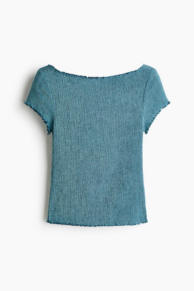 Top froissé avec encolure bateau - Turquoise foncé/Gris foncé - 1