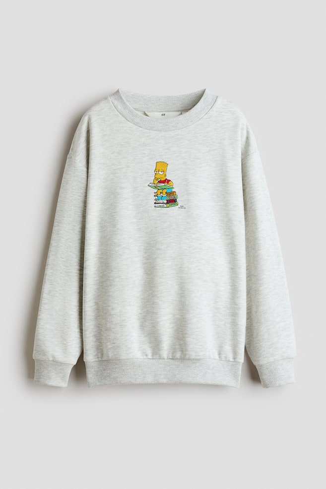Loose-Fit Printed Sweatshirt - Gray melange/The Simpsons/Light beige/The Simpsons - 1