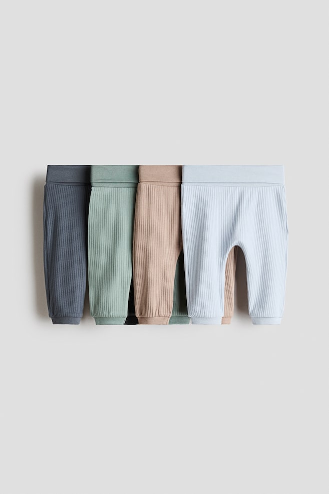 4-pack ribbed cotton trousers - Grey blue/Khaki green/Pink/Cherries/Black/Beige/White/Turquoise/Green - 1
