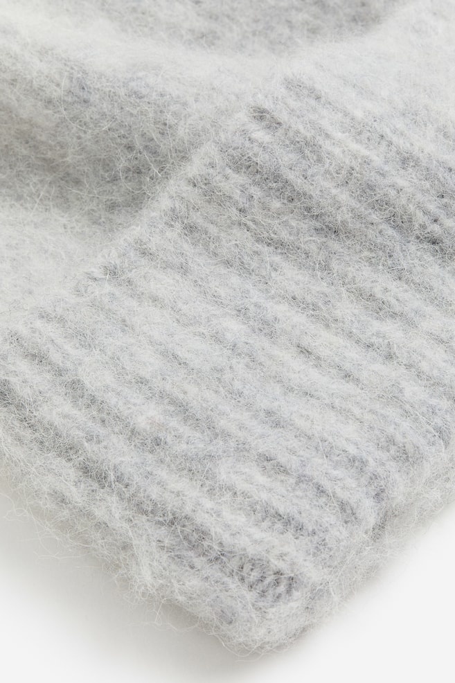 Bonnet en maille côtelée de laine mélangée - Gris/Crème/Noir - 3