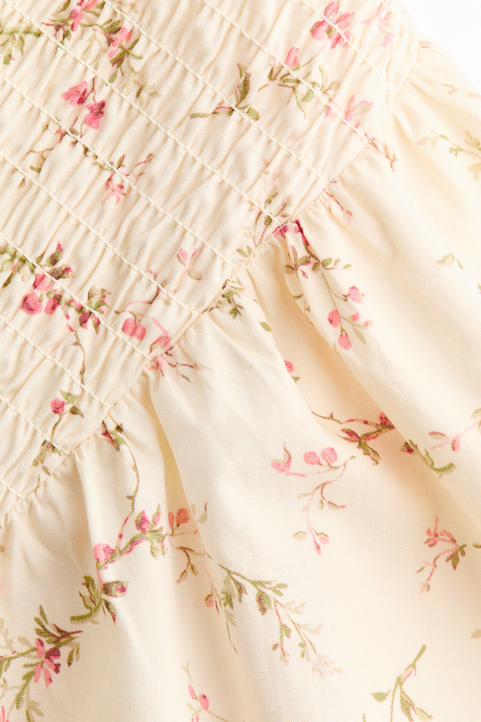 Váy cotton xếp nếp - Màu be nhạt/Hoa - 5