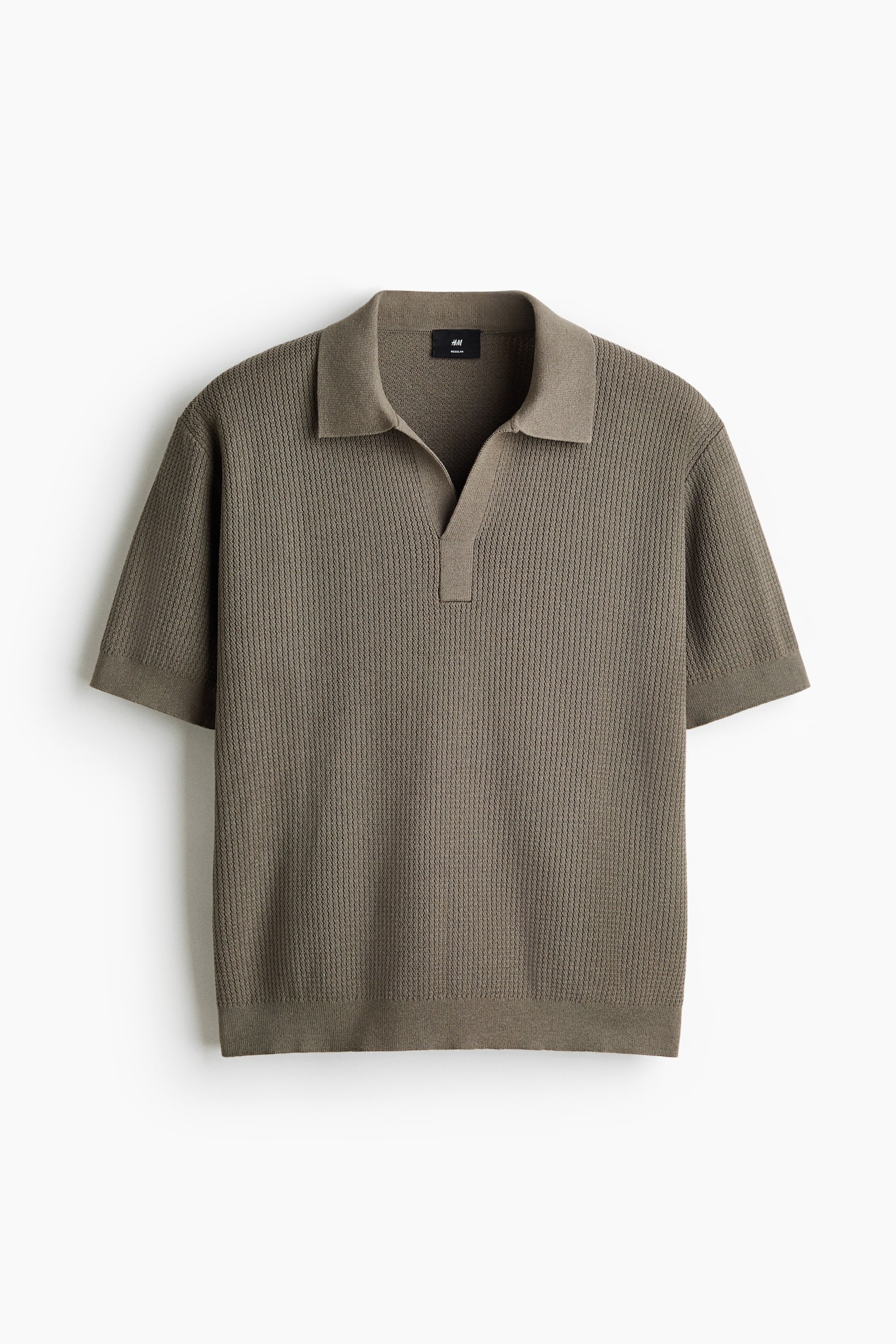 レギュラーフィット ケーブルニットポロシャツ - ダークベージュ/クリーム/ダークブラウン