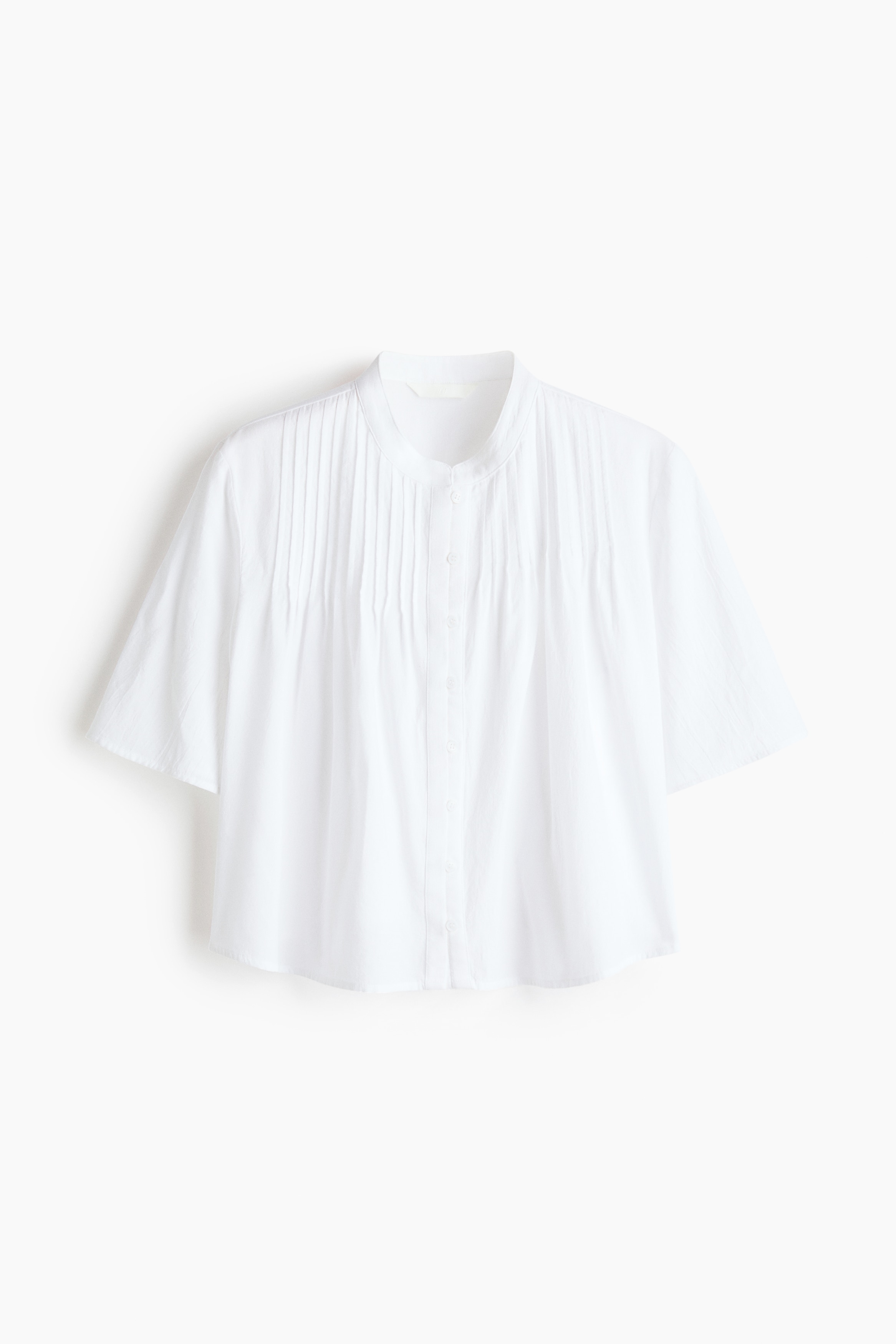 Pintucked cotton blouse - White/Dark brown/Dusty pink
