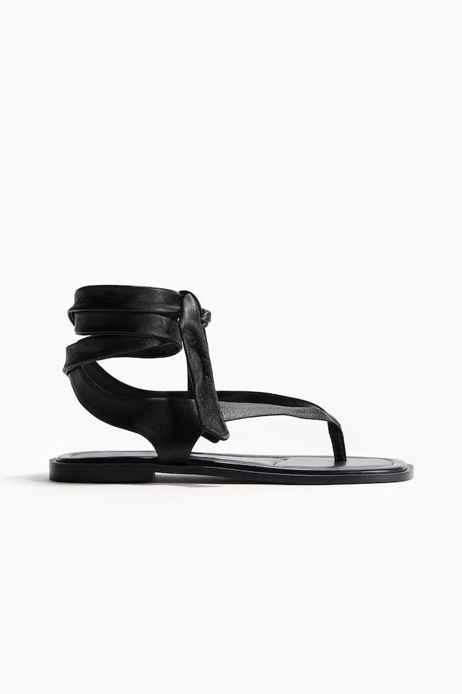 Sandalias de lazos en piel - Negro - 1
