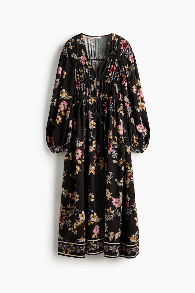 Printed tie-detail dress - Black/Floral/Light beige/Floral/Light blue/Floral - 1